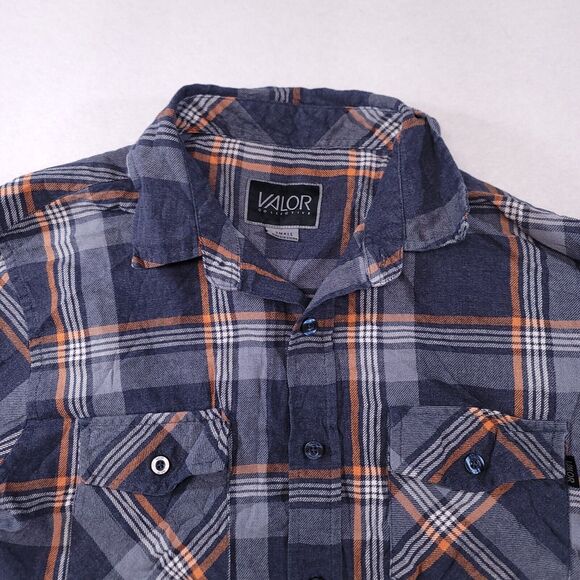 Valor Collective Madras Flannel Long Sleeve Button Shirt Mens Size Small S Blue - Picture 1 of 10